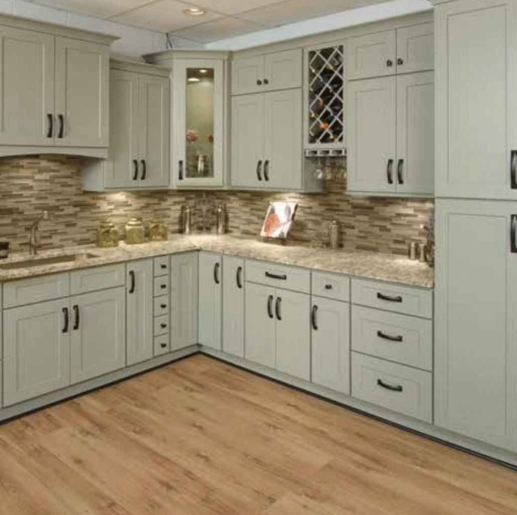 Nuvelle Fresh Sage cabinets in a kitchen setting